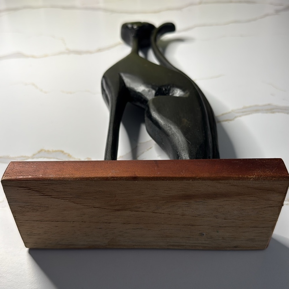 Handcrafted artisan woodentall thin Black Cat Sculpture - Picture 9 of 14